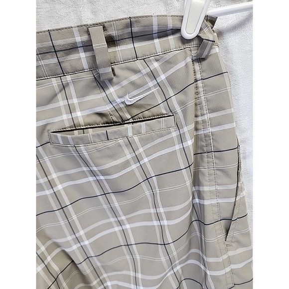 Nike Golf Shorts Mens 30 Tan Dri Fit Bermuda Plaid Performance Stretch - Picture 5 of 7